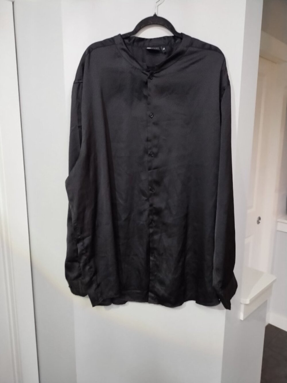 Asos DESIGN silky feeling 6XL long sleeve button down top